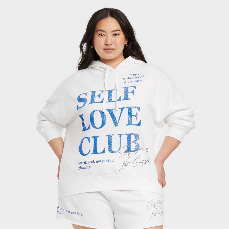 Women's Self Love Club Graphic Hoodie - White | Target