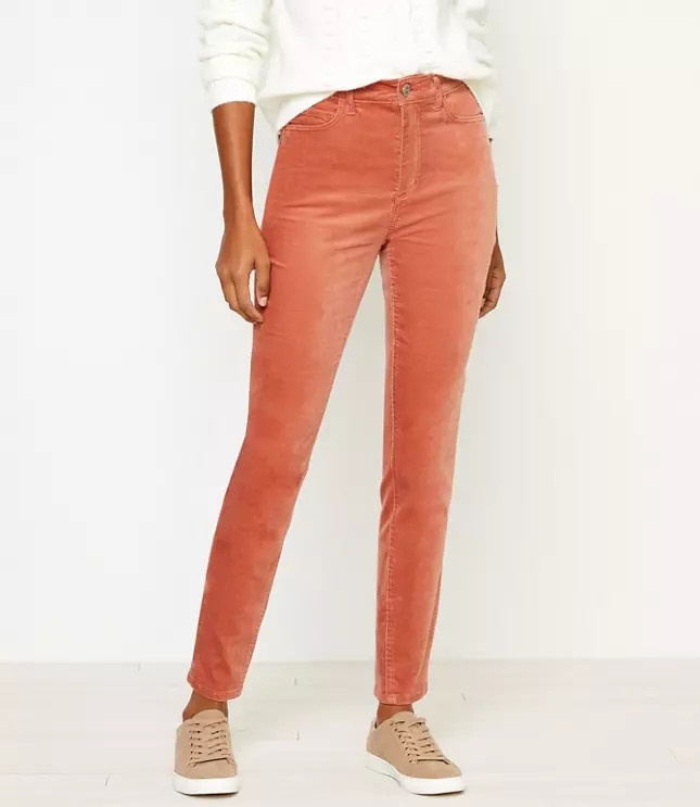 High Rise Skinny Velvet Pants | LOFT