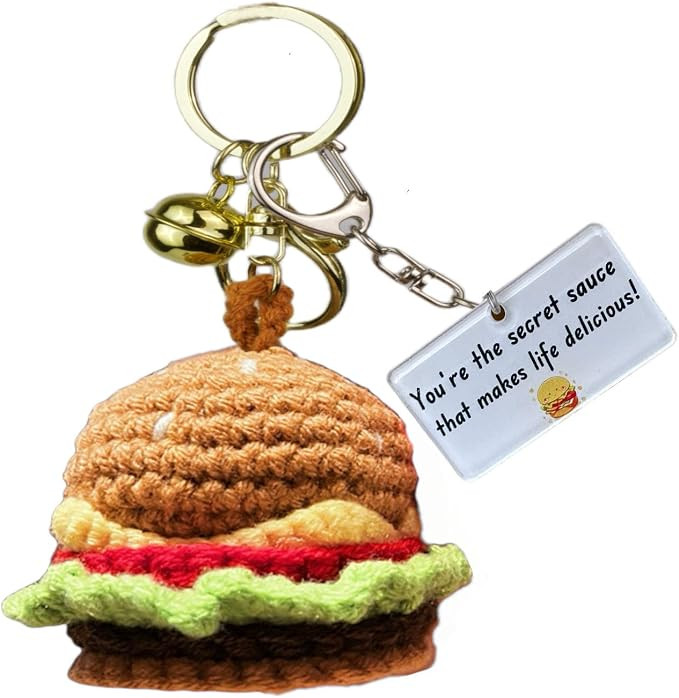 Positive Hamburger Crochet Keychain – Handmade Emotional Support Gift for Friends, Family, Wome... | Amazon (US)