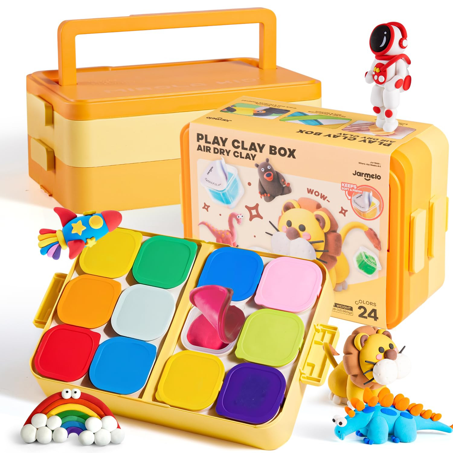 Air Dry Clay for Kids, 24 Colors Modeling Clay Kit with Storage Box & Sculpting Tools, Magic Mold... | Amazon (US)