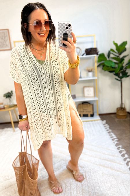 Crochet coverup in sale for $16.99!  Wearing an xl!  XL swimsuit  

#LTKSeasonal #LTKmidsize #LTKsalealert