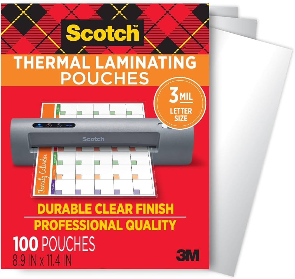 Scotch Thermal Laminating Pouches, for Use with Thermal Laminators, 8.9 x 11.4 Inches, Letter Siz... | Amazon (US)