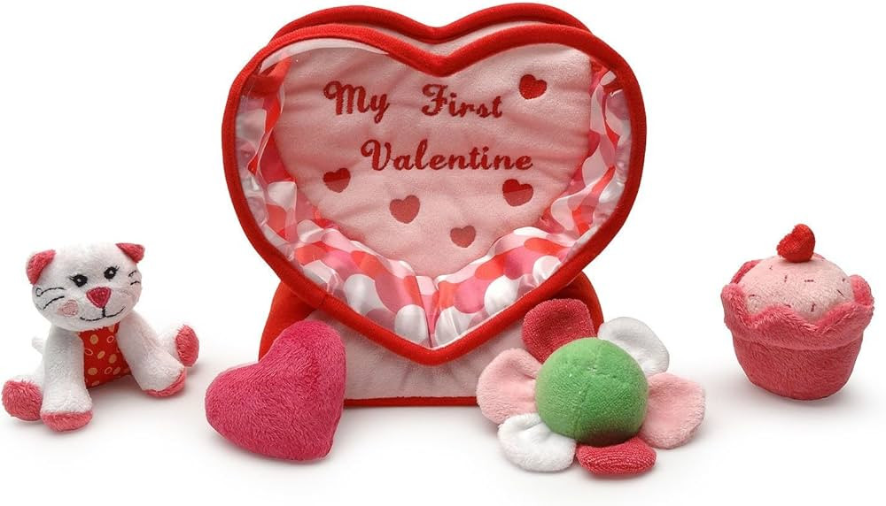 Baby's First Valentine's Day Gift - Deluxe Toy Set with 4 Sensory Toys (Cat, Heart, Flower, Cupca... | Amazon (US)