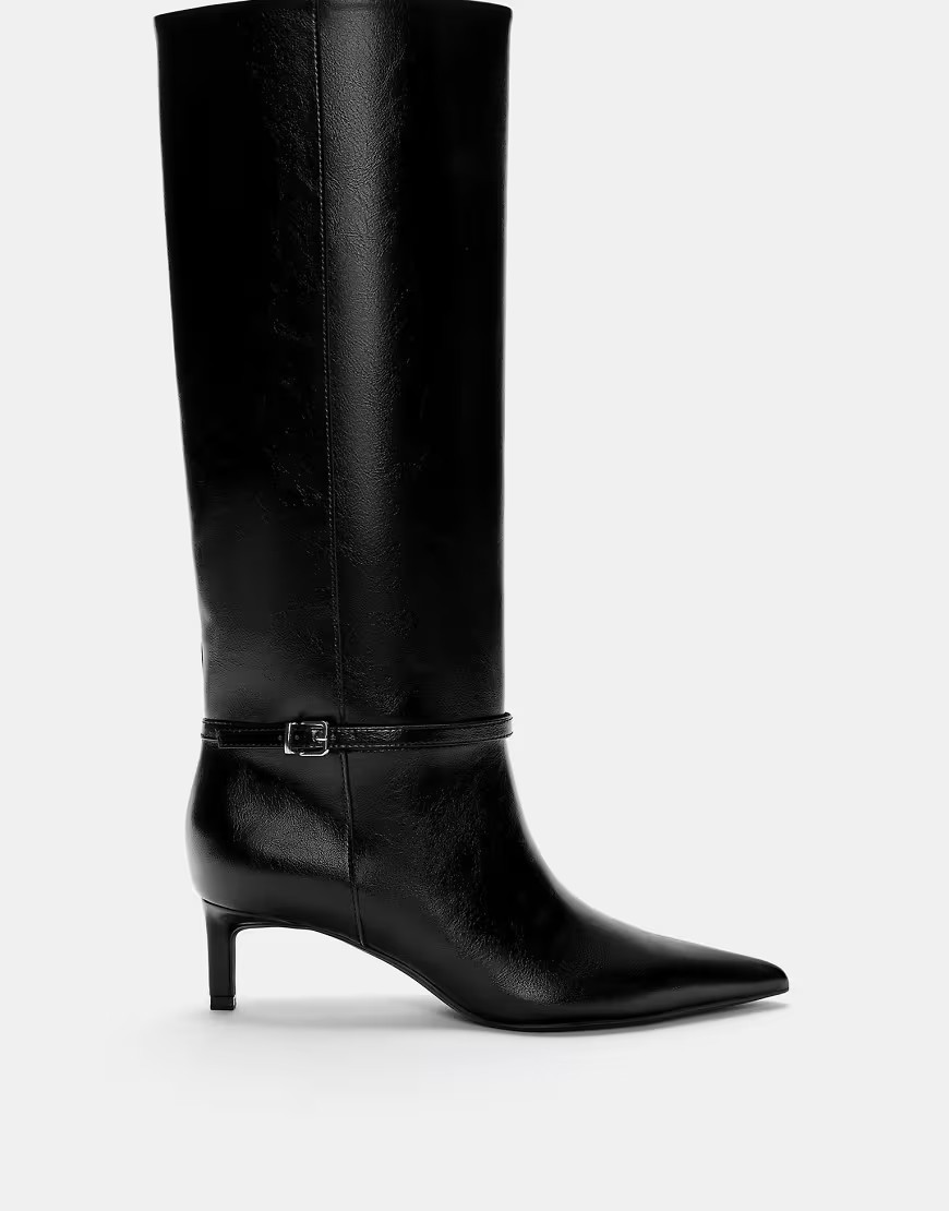 Pull&Bear Heeled boots in black | ASOS (Global)