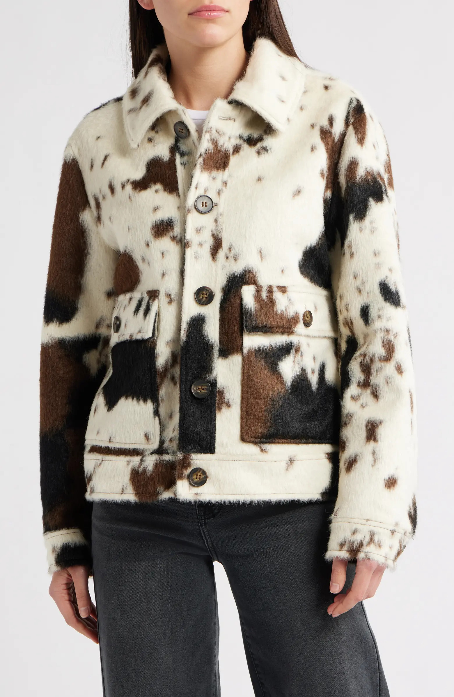 Bernardo Cow Print Faux Fur Jacket | Nordstrom | Nordstrom