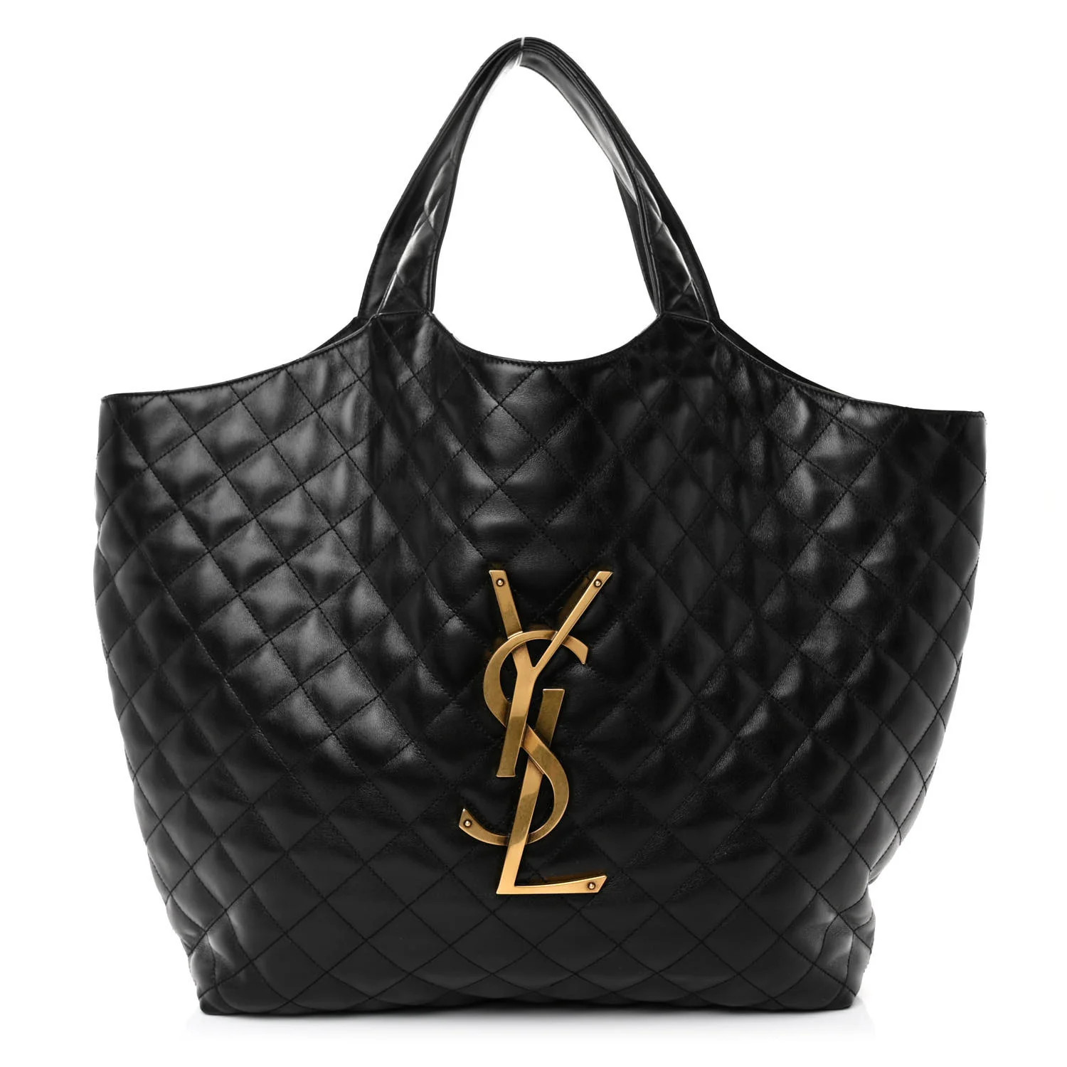 Lambskin Quilted Maxi Icare Shopping Tote Black | FASHIONPHILE (US)