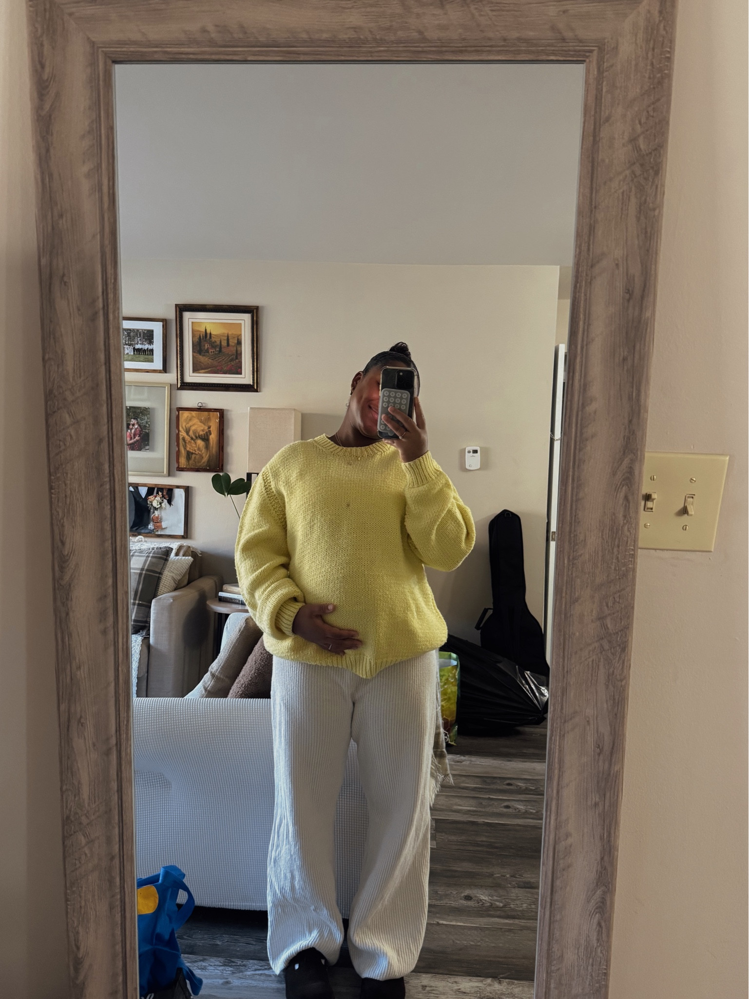 Todays OOTD! Feeling super pregnant, so oversized knitted sweaters are definitely the way to go to stay comfy! 

#LTKStyleTip #LTKFindsUnder50 #LTKBump