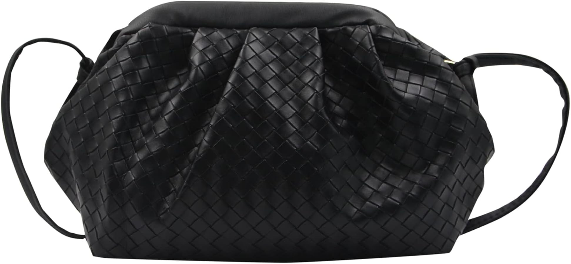 Bolso cruzado de cuero tejido para mujer, bolso cruzado de cuero negro con nube, bolso de hombro ... | Amazon (US)