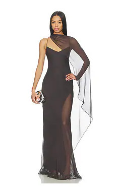 The Sei Cami Gown With Slit And Cape in Carbon from Revolve.com | Revolve Clothing (Global)