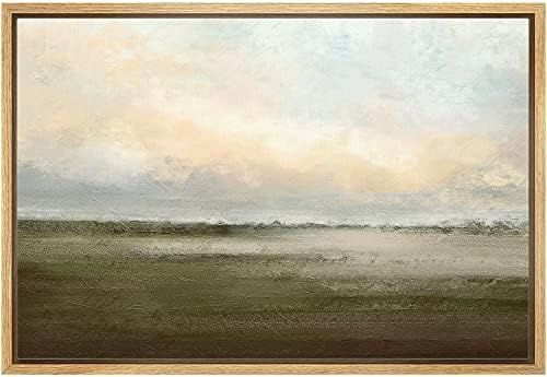 wall26 Framed Canvas Print Wall Art Watercolor Dusk Sky Over Green Field Nature Wilderness Illust... | Amazon (US)