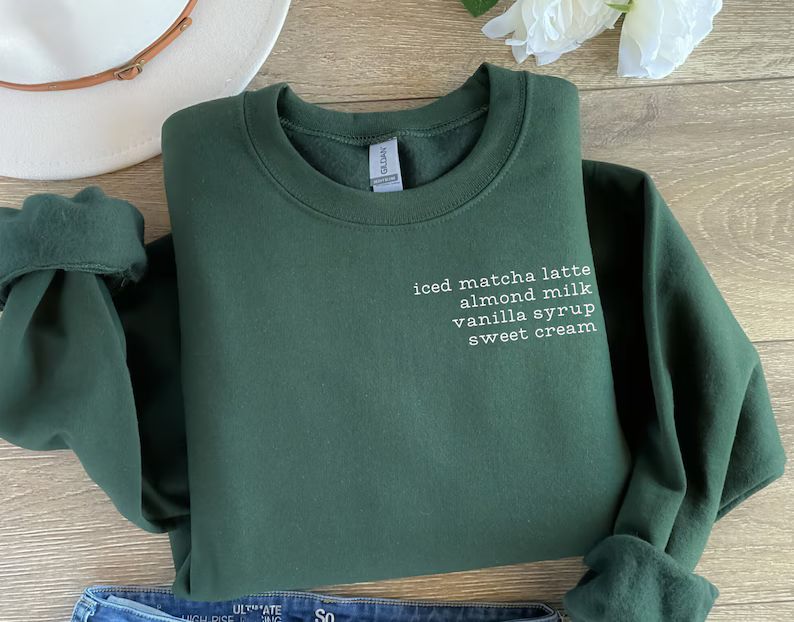 Iced Matcha Order Crewneck Sweatshirt, Matcha Lovers Gift, Matcha Gift, Cozy Oversized Fall Sweat... | Etsy (US)