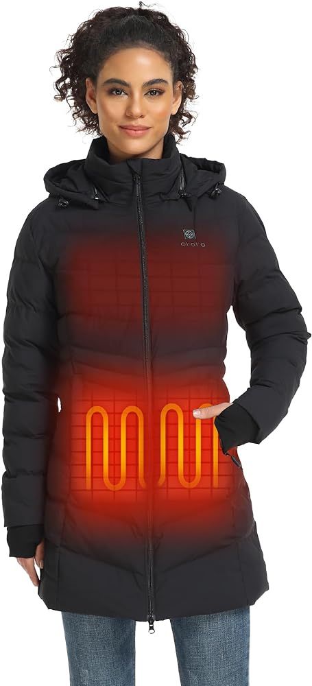 ORORO Women's Heated Puffer Jacket with Battery, Heated Puffer Parka for Hiking Camping Outdoors | Amazon (US)