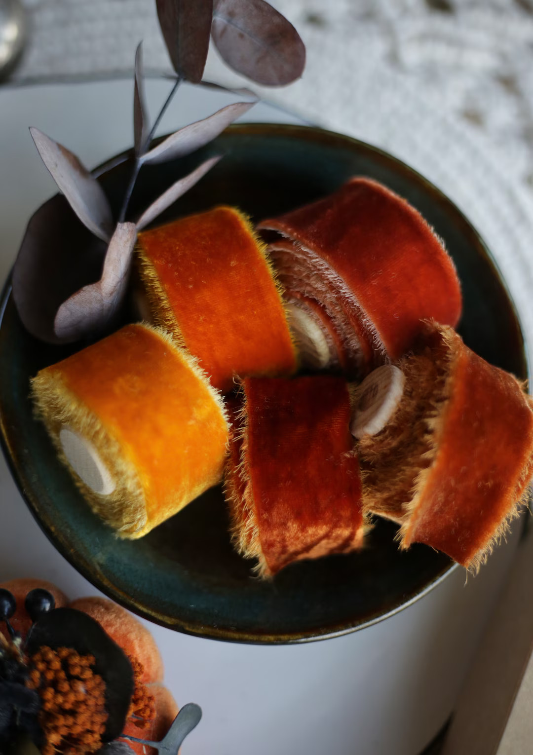 Velvet Ribbon Frayed Velvet Ribbon Hand Dyed Silk Ribbon Hand Torn Ribbon Fall Ribbon - Etsy | Etsy (US)