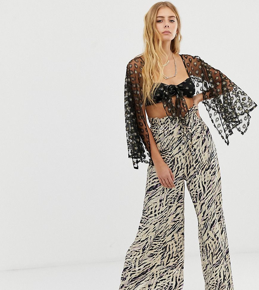 ebonie n ivory tie waist wide leg pants in zebra-Multi | ASOS (Global)