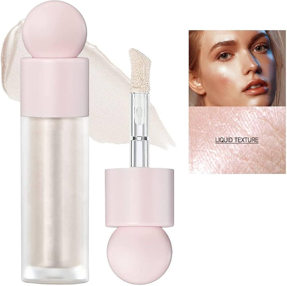 Liquid Highlighter,Cream Face Highlighter Bronzer Makeup Stick,with Cushion Applicator,Natural Gl... | Amazon (US)