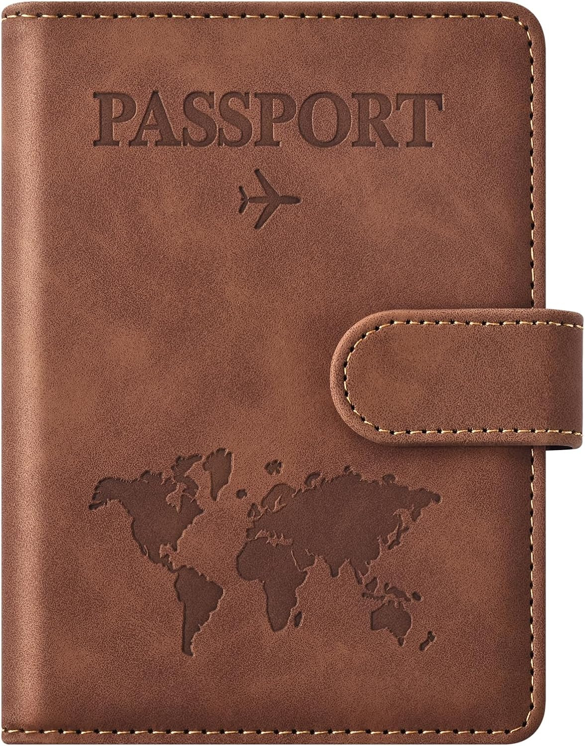 Eoehro Passport Holder for Travel Essentials, Passport Wallet Cover Case for Travel Must Haves Accessories,Passport Book Holders for Women and Men(brown) | Amazon (US)