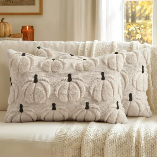 MIULEE Fall Pumpkin Pillow Covers Fall Decor Beige Pumpkin 12x20 | Amazon (US)