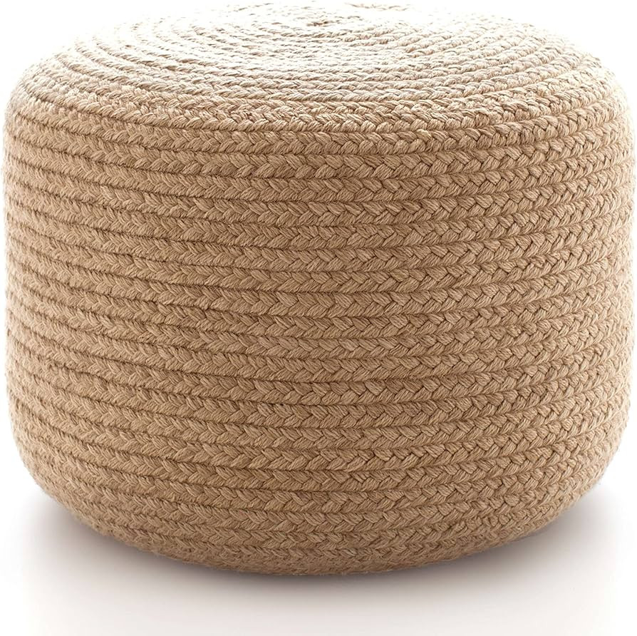 Braided Natural Indoor/Outdoor Pouf, Large Feet, Neutral Solid Pattern | Amazon (US)