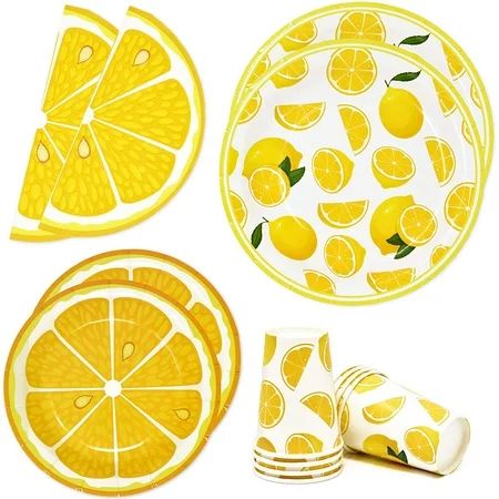 Yellow Lemon Citrus Fruit Party Supplies Tableware Set Includes 24 9' Paper Plates 24 7' Plate 24 9  | Walmart (US)