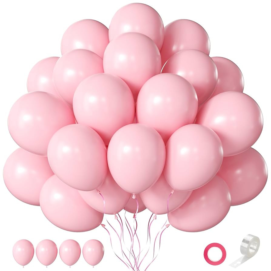Pink Balloons 60 Pcs Light Pink Balloons 12 Inch Baby Pastel Pink Balloon for Arch Garland Birthd... | Amazon (US)