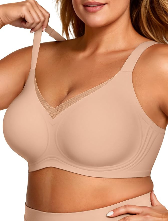 OEAK Womens Wireless Jelly Bras V Mesh Comfortable Bralette Supportive Tshirt Bra No Underwire Se... | Amazon (US)