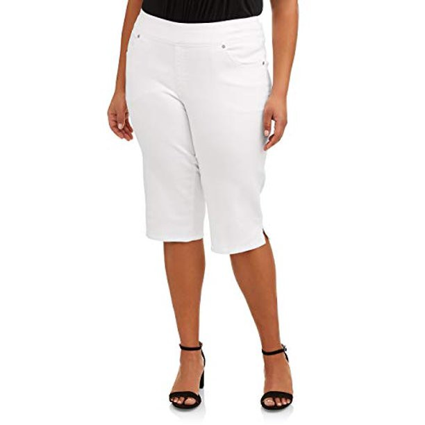 Women's Plus Size Stretch Denim Capri Pants (White, 4X) - Walmart.com | Walmart (US)