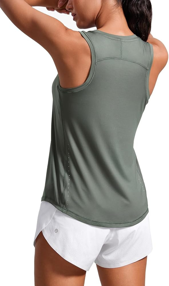 CRZ YOGA Lightweight Racerback Tank Tops for Women High Neck Workout Athletic Running Sleeveless ... | Amazon (US)