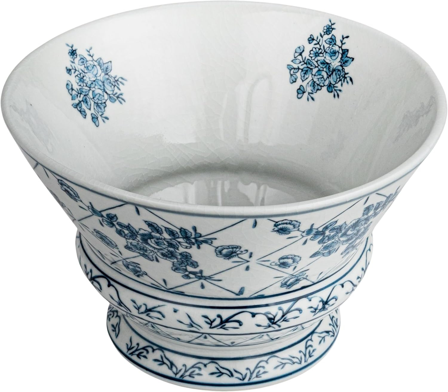Creative Co-Op Round Blossom Porcelain Bowl, Blue and White | Amazon (US)