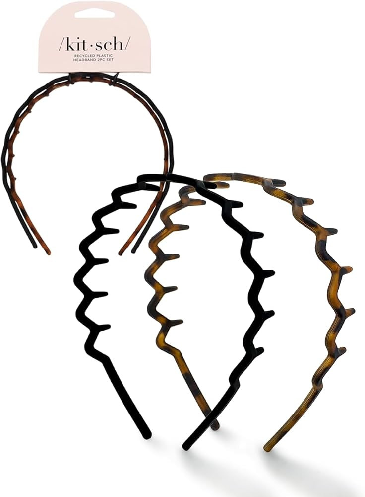 Kitsch Zig Zag Headbands - Recycled Plastic Hair Band for Men & Women - Classic 90s Headband & Ha... | Amazon (US)