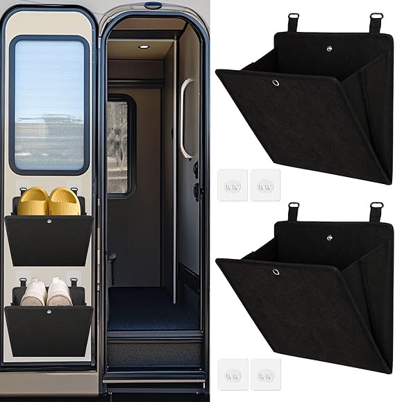RV Camper Shoe Storage 2 Pack - Foldable Wall Mounted Shoe Rack Organizer - Self-Adhesive Rv Shoe... | Amazon (US)