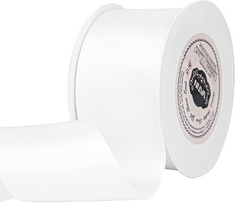 VATIN 2 inches Solid White Double Faced Polyester Satin Ribbon for Craft, Gift Wrapping, Hair Bow... | Amazon (US)