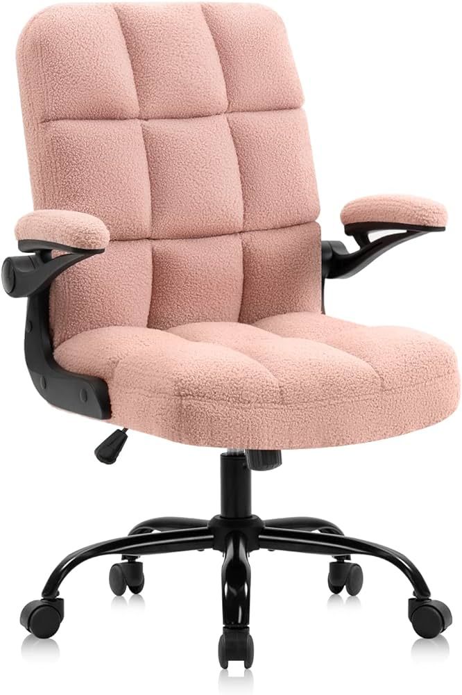 YAMASORO Office Chair Home Desk Chairs with Wheels Executive Teddy Fleece Swivel Chair with Adjus... | Amazon (US)