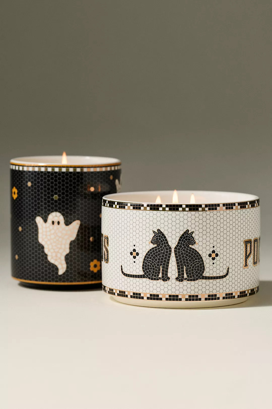 Bistro Tile Pumpkin Sweet Vanilla 24k Gold Accent Ceramic Halloween Candle | Anthropologie (US)
