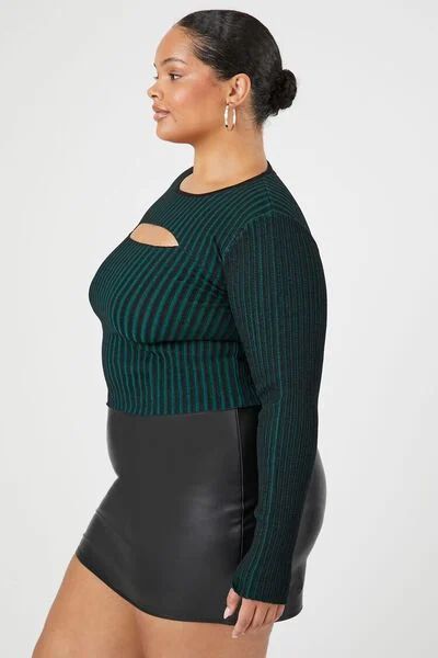 Plus Size Striped Cutout Sweater | Forever 21 | Forever 21 (US)