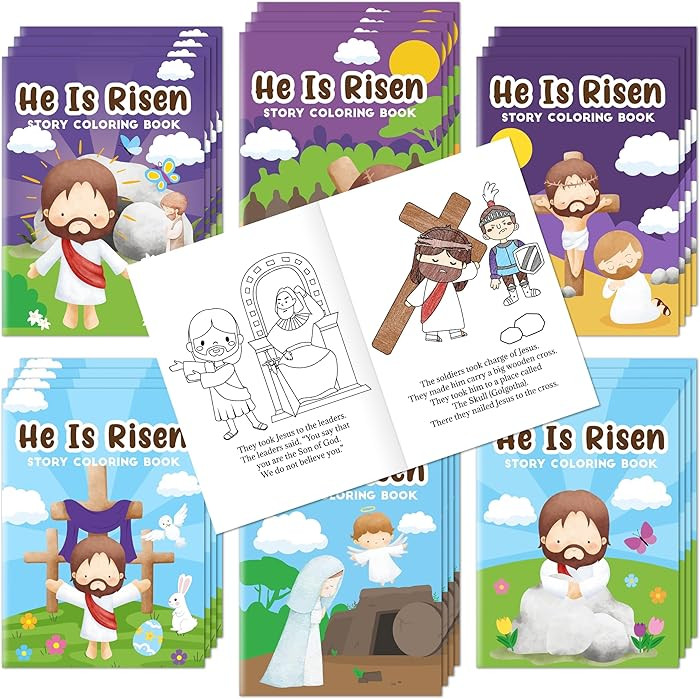 JAPBOR Easter Coloring Books for Kids - 24PCS Mini He is Risen Story Color Book Bulk for Kids Par... | Amazon (US)
