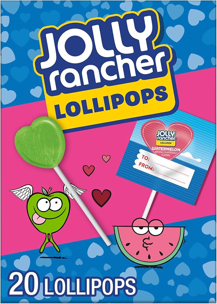 JOLLY RANCHER Assorted Fruit Flavored, Valentine's Lollipops Box, 9.2 oz (20 Pieces) | Amazon (US)