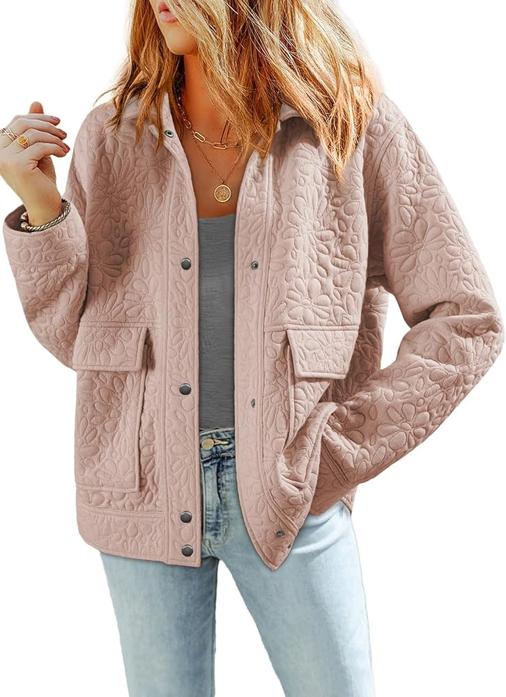 Dokotoo Casual Jackets for Women Warm Winter Long Sleeve Jacquard Coats | Amazon (US)