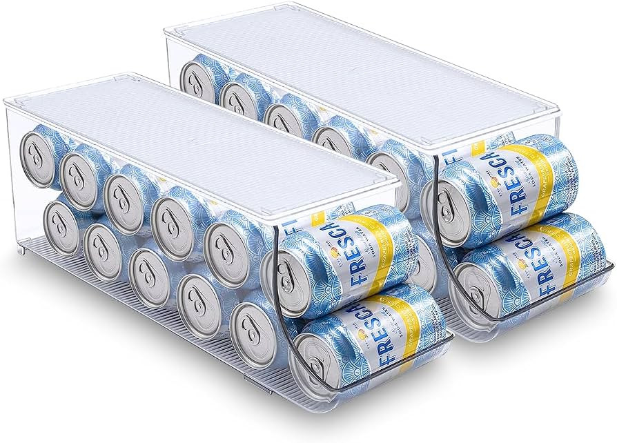 CONTROL KITCHEN Soda Can Organizer with Lids Stackable Soda Can Dispenser for Refrigerator, Clear... | Amazon (US)