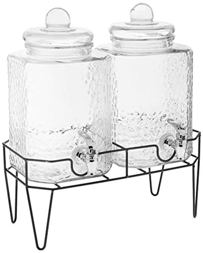 Style Setter Glass Beverage Dispenser with Stand (Set of 2), 1.5 Gallon Glass Drink Dispenser with Stand & Spigot, Party Drink Dispenser for Lemonade, Punch, Water, Juice Dispensers for Parties | Amazon (US)