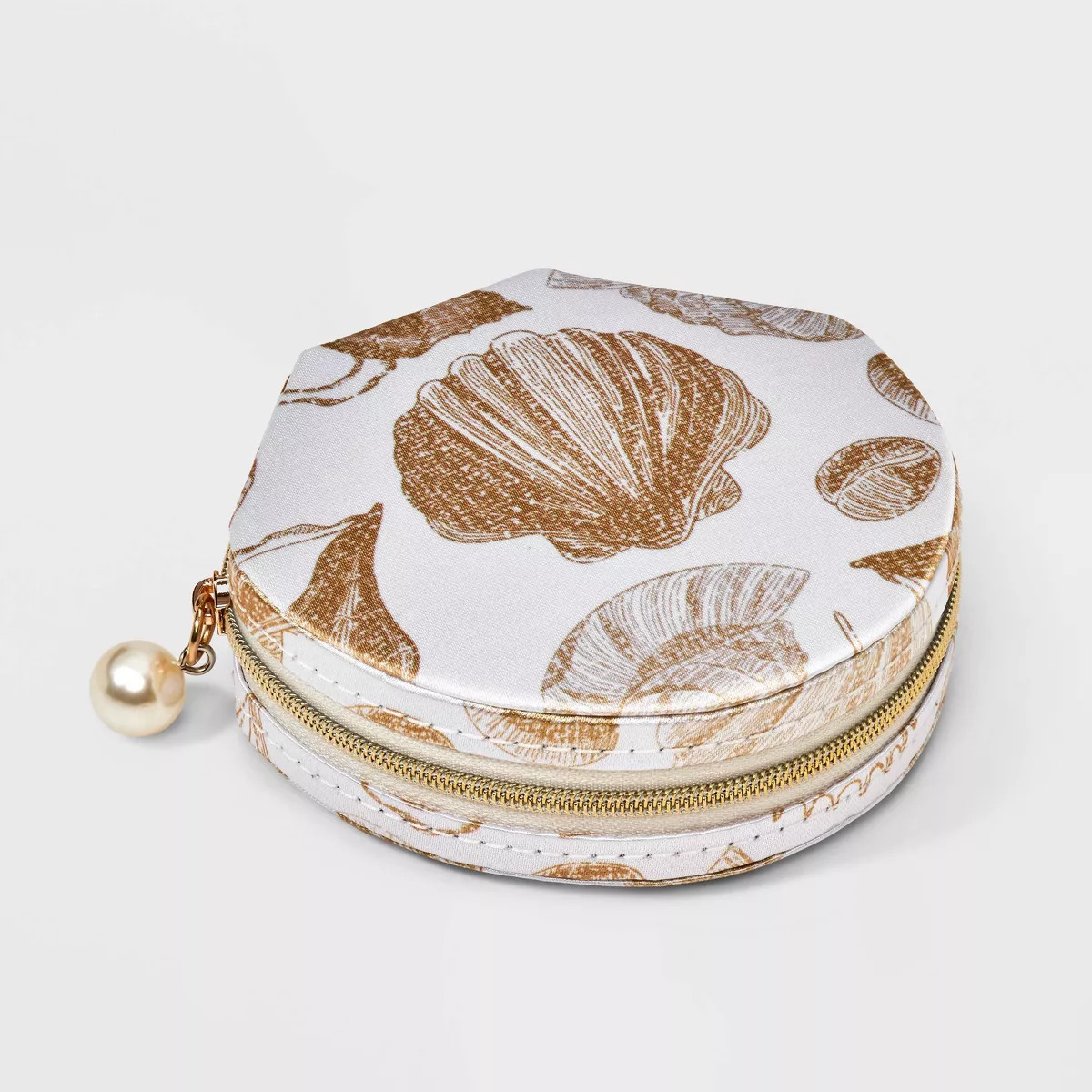Seashell with Pearl Charm Travel Jewelry Organizer - A New Day™ Ivory/Gold | Target
