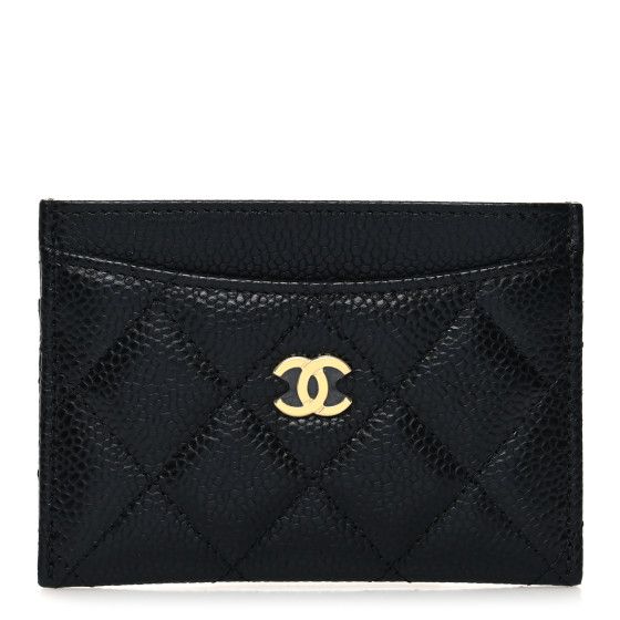 Caviar Quilted Card Holder Black | FASHIONPHILE (US)