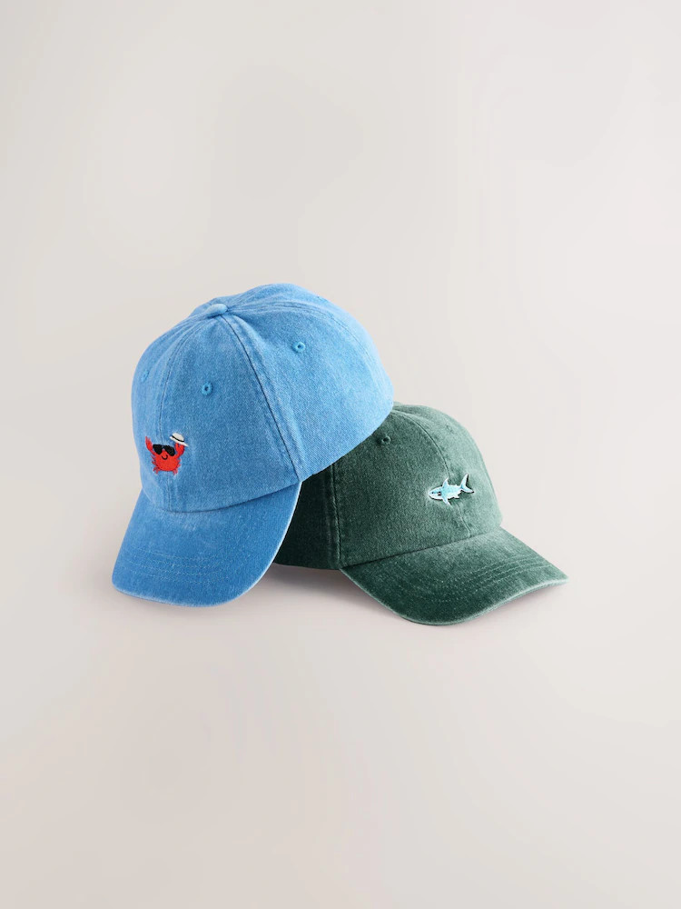 Shark/Crab Washed Caps 2 Pack (3mths-10yrs) | Next US