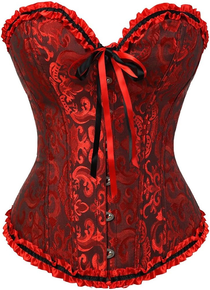 Zhitunemi Black Corset Top for Women Pirate Corsets Shapewear Steampunk Corset Overbust | Amazon (US)