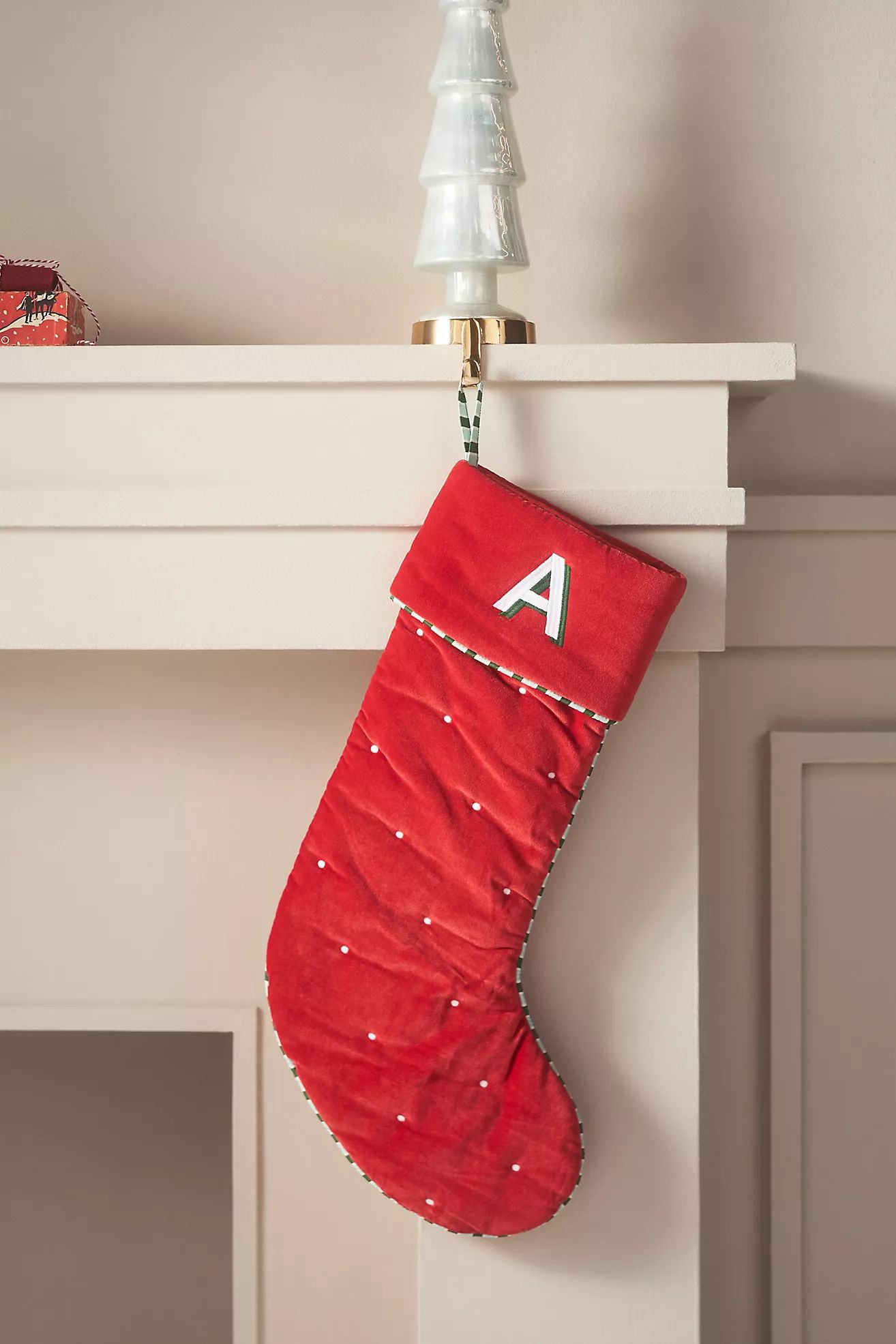 Milo Velvet Monogram Stocking | Anthropologie (US)