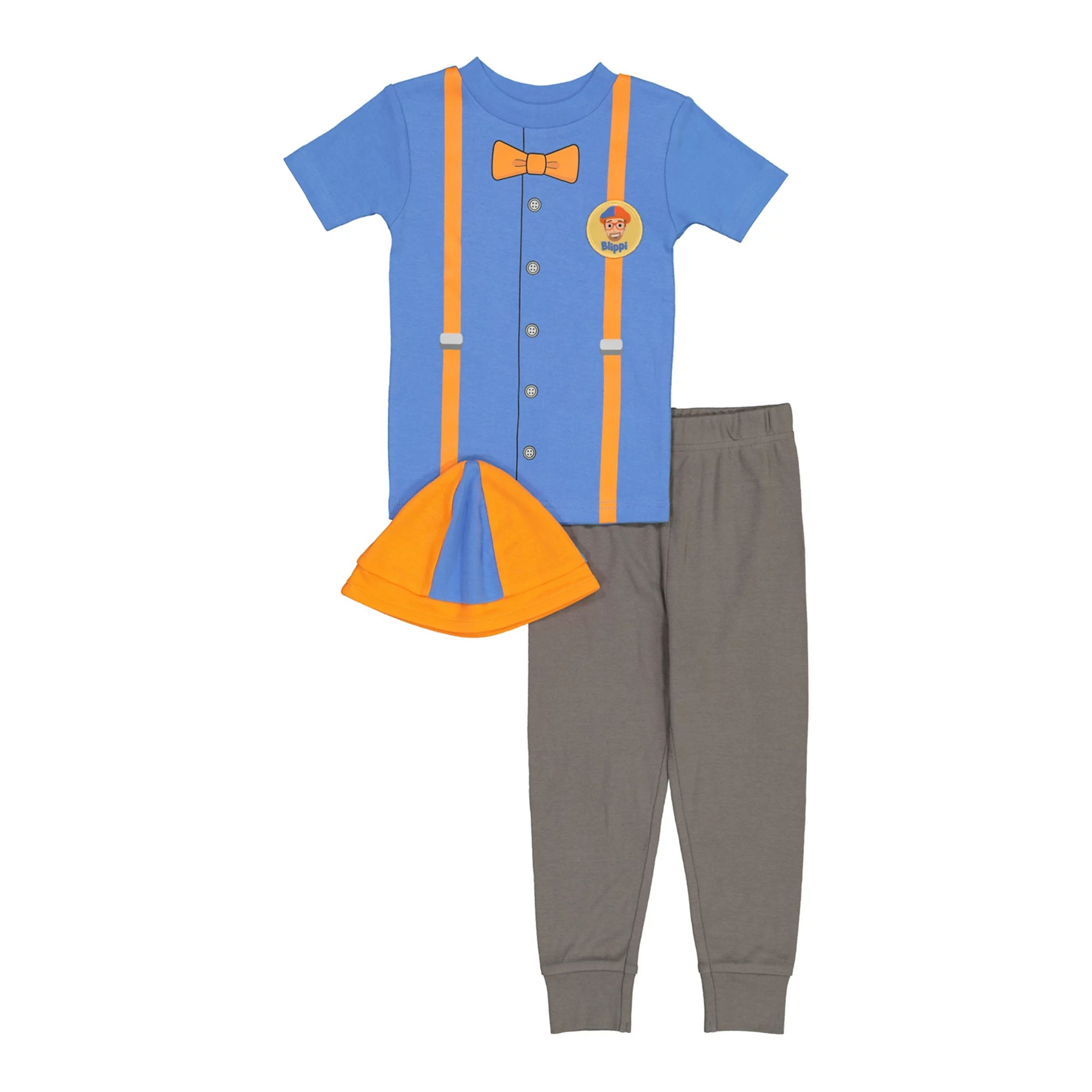 Toddler Boy Blippi Uniform Top, Bottom, & Hat Pajama Set | Kohl's