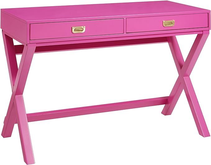 Linon PG138RSP01U Linon Home Decor Peggy Raspberry Pink Writing Desk Desk, Raspberry Pink, 44"W x... | Amazon (US)