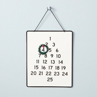 16&#34; Metal Christmas Advent Calendar with Wreath Magnet Cream/Black - Hearth &#38; Hand&#8482;... | Target