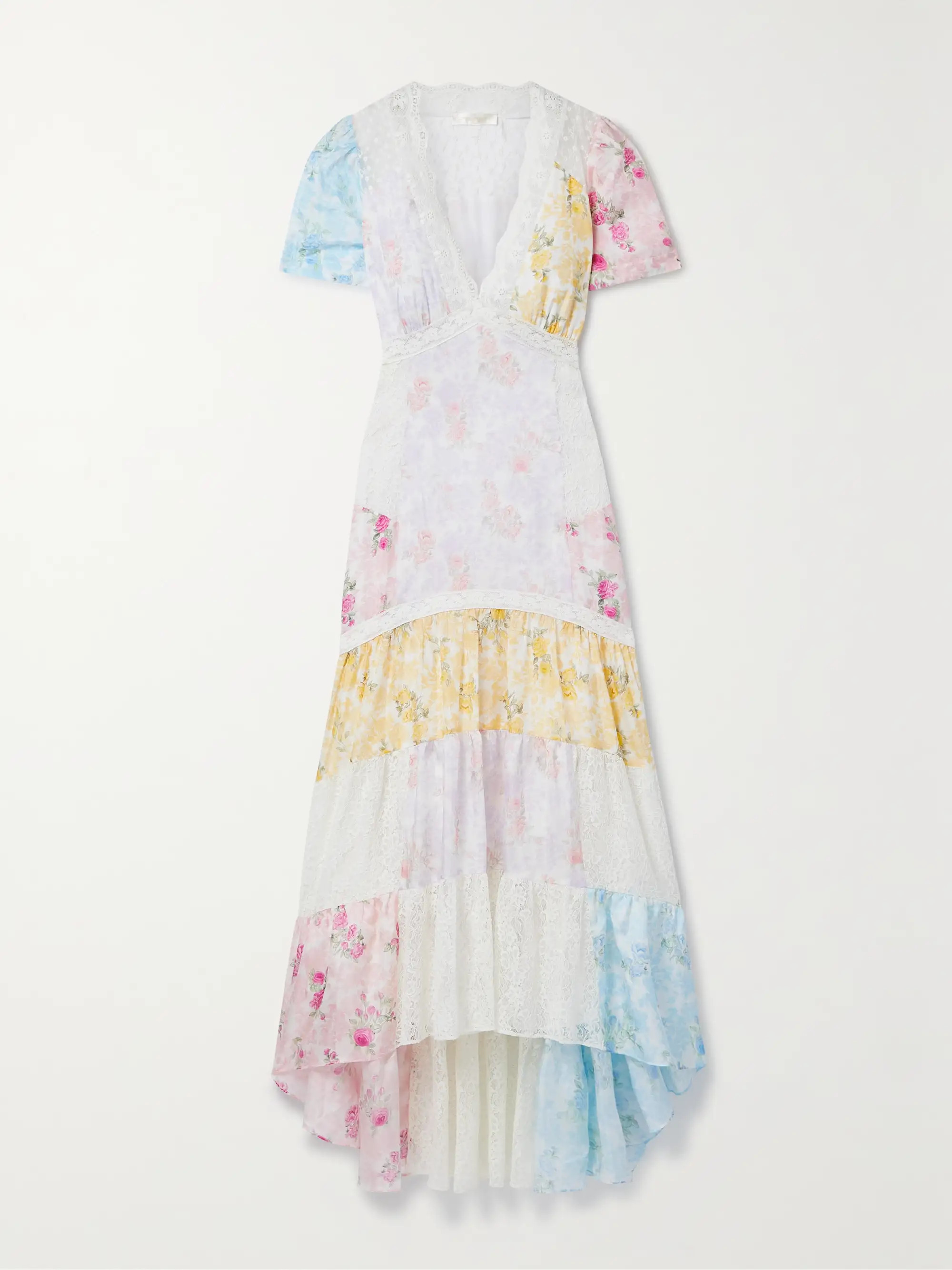 Tink lace-trimmed floral-print silk-satin maxi dress | NET-A-PORTER (UK & EU)