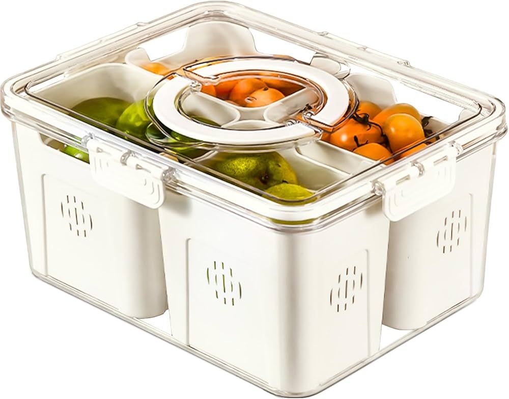 shopwithgreen Fruit Storage Containers for Fridge with Lid and Handle, Portable Fresh Produce Sav... | Amazon (US)