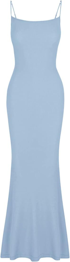 REORIA Women's Sexy Lounge Slip Long Dress Elegant Sleeveless Backless Ribbed Bodycon Maxi Dresse... | Amazon (US)